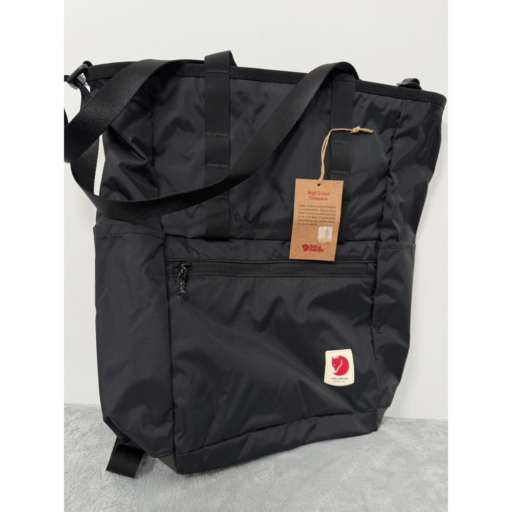 NWT Fjallraven High Coast Totepack Black Backpack Packable Foldsack 23L Utility